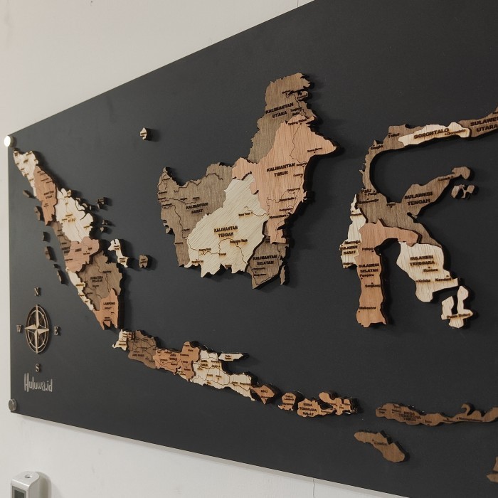 Jual Peta Frame 3D / Peta Dunia & Indonesia Frame 3D / 3D Wall Map ...