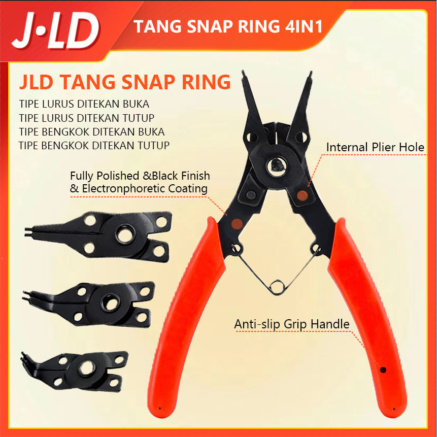 Jual JLD Tang Snap Ring 4in1 Circlip Tekan Buka Tutup BengkokTangset ...