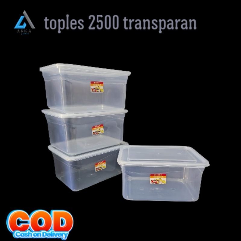 Jual Toples Segi Transparantempat Penyimpanan Makanan 2500ml Wadah Makanan Bening Shopee 5452