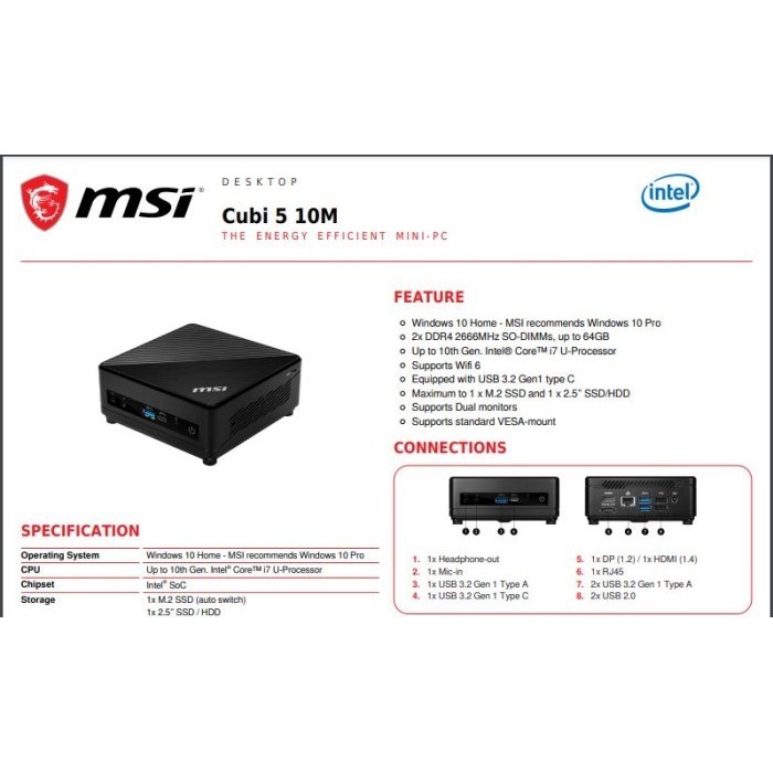 Jual Mini Pc Msi Nuc I3/ Msi Nuc I3/ Mini Pc I3 Ram 4Gb Ssd 240 Win 11 ...