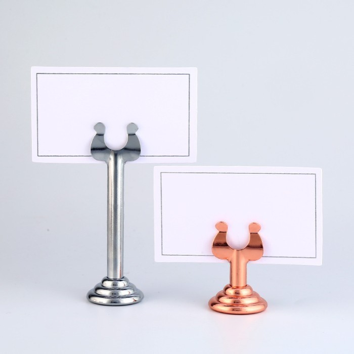 Jual Canggih U Shaped Table Number Menu Stand Card Holder Emas Stainless K Shopee Indonesia