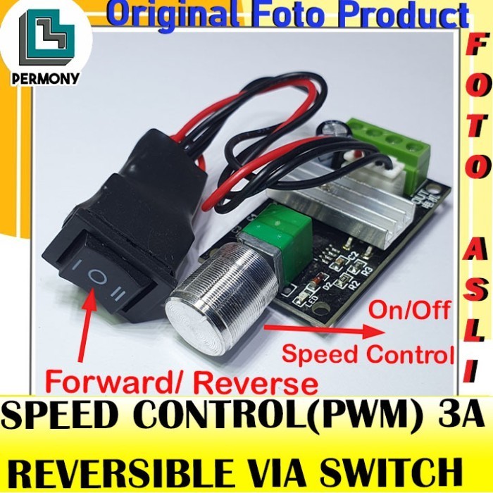 Jual DC Motor Speed Control PWM 3A Reverse 6V 12V 24V reversible ...