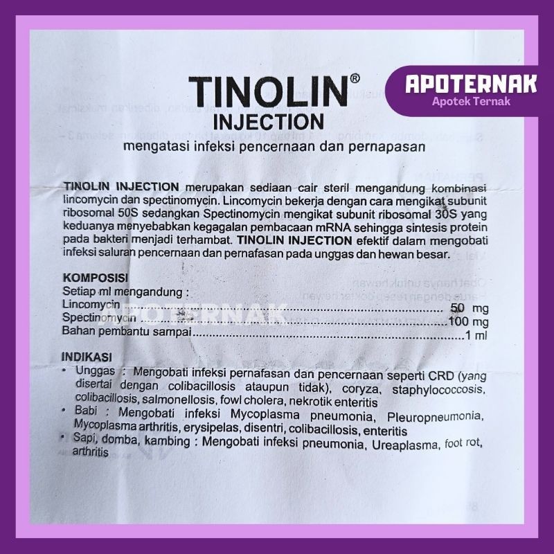 Jual TINOLIN INJECTION 5 ml - Obat Penyembuh Luka Infeksi Ayam Aduan ...