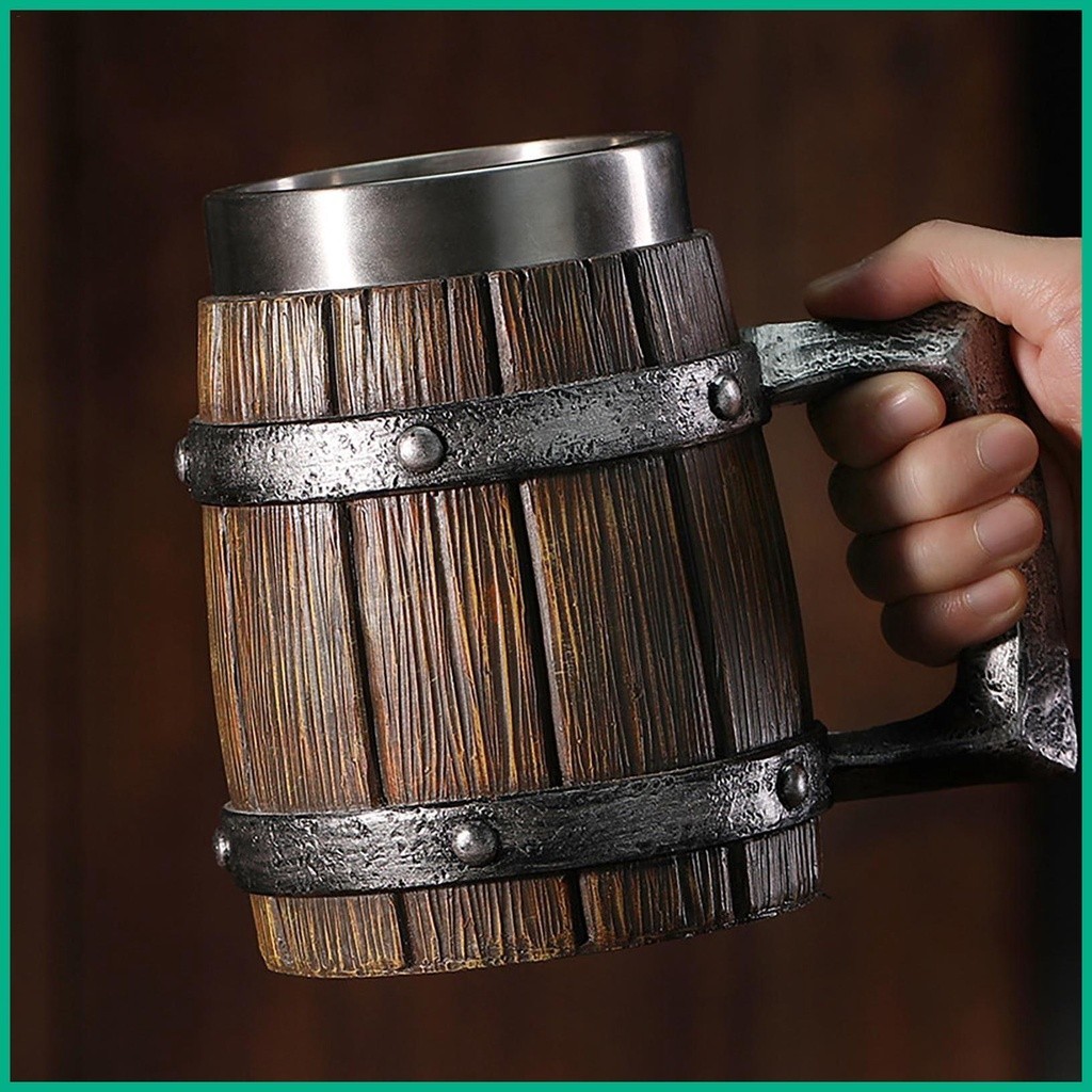 Jual Viking Beer Mug 600ml Wooden Beer Tankard Cup untuk Pria Viking ...