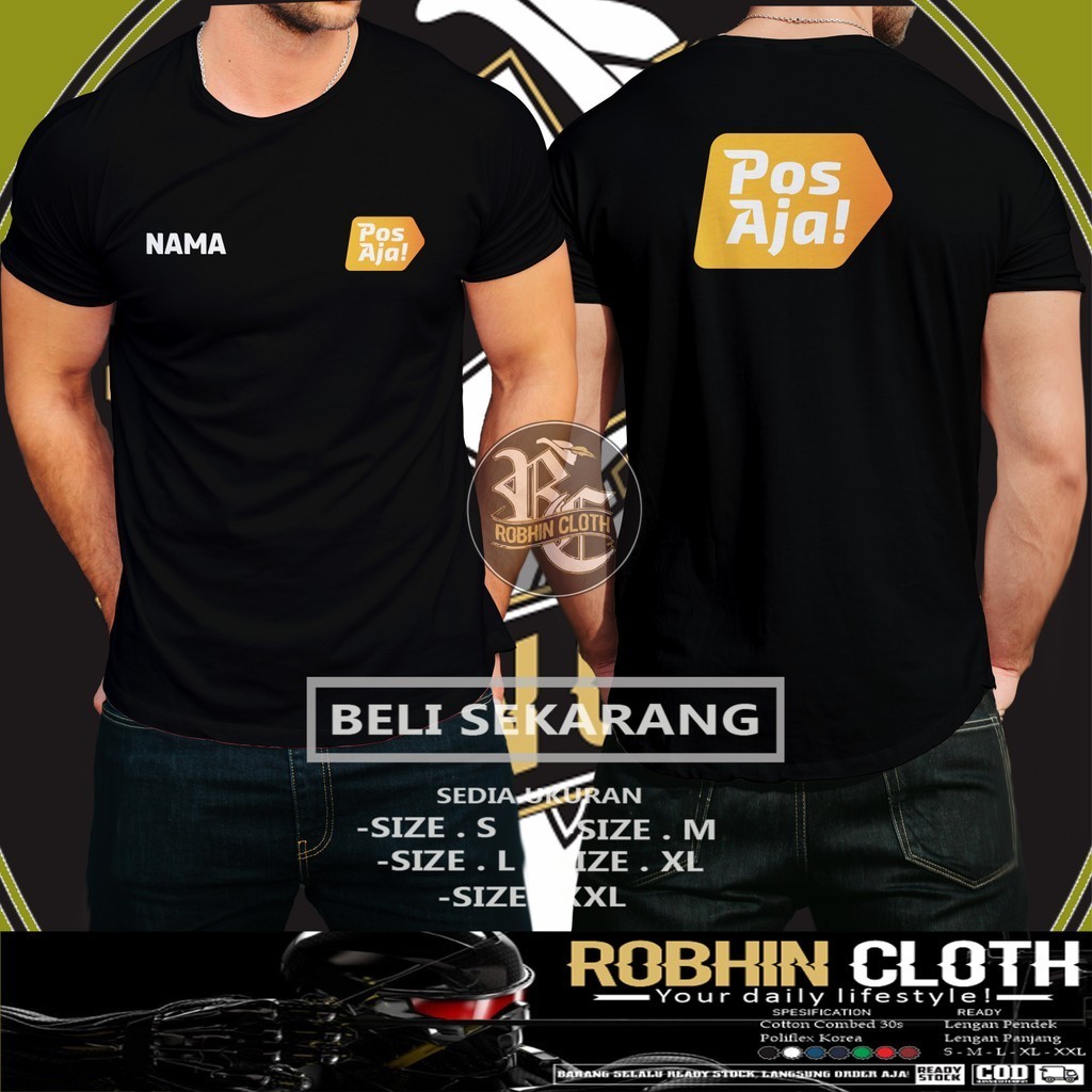 Jual Kaos Baju POS AJA Logo Gratis Nama Kamu DB Baju Perusahaan