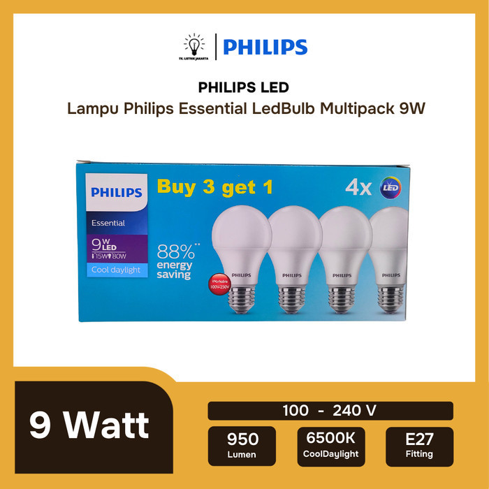 Jual Lampu Philips Essential Ledbulb Pack W E K V A Putih Shopee Indonesia