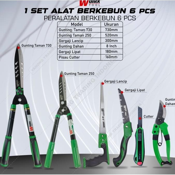 Jual Gunting dan Gergaji Rumput Dahan Ranting 1 Set Alat Berkebun 6 pcs ...