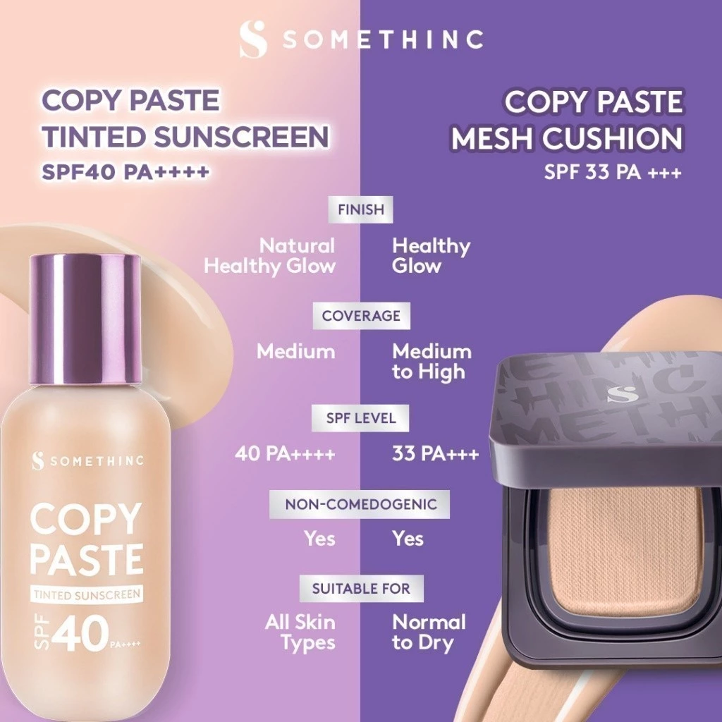 SOMETHINC Copy Paste Tinted Sunscreen SPF 40 PA++++ dan Skin Tint untuk Perlindungan Kulit