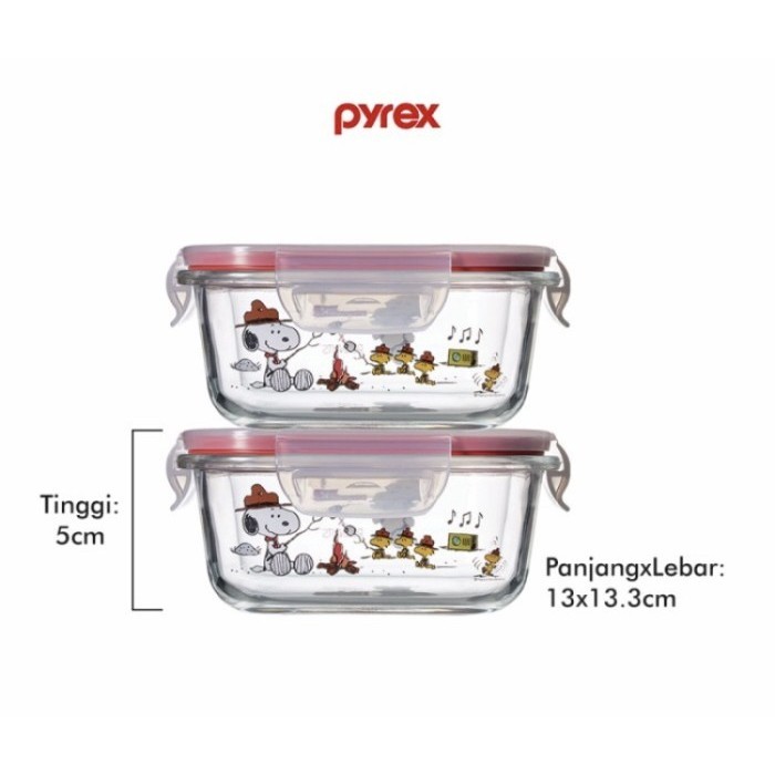 Jual Pyrex Snoopy Food Container - Kotak Makan Kaca Snoppy Isi 2Pcs ...