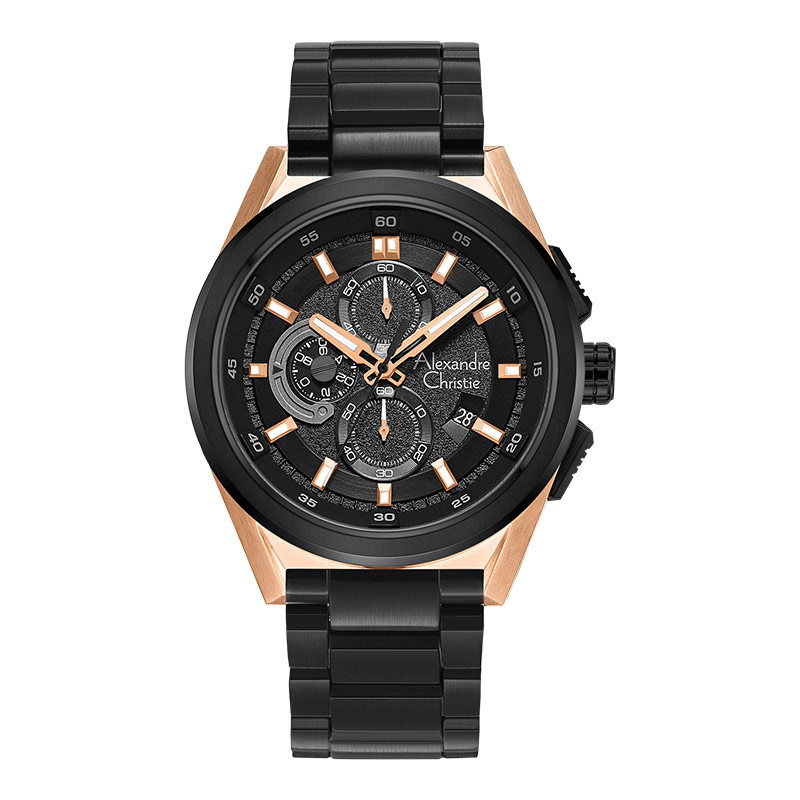 Jual Jam Tangan Pria Alexandre Christie Chronograph AC 6654 MC BBRBA Black Dial Black Stainless Steel Strap Extra Strap Shopee Indonesia