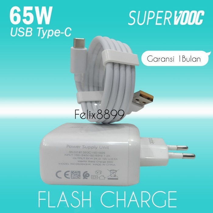 Jual Charger Reno 7Z Se 5G / Reno7 Z Se 5G Original 100% 65W Super Vooc ...