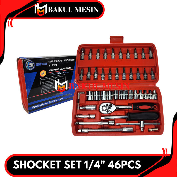 Jual Shocket Set 46Pcs Kunci Socket Rachet Wrench Set 1/4