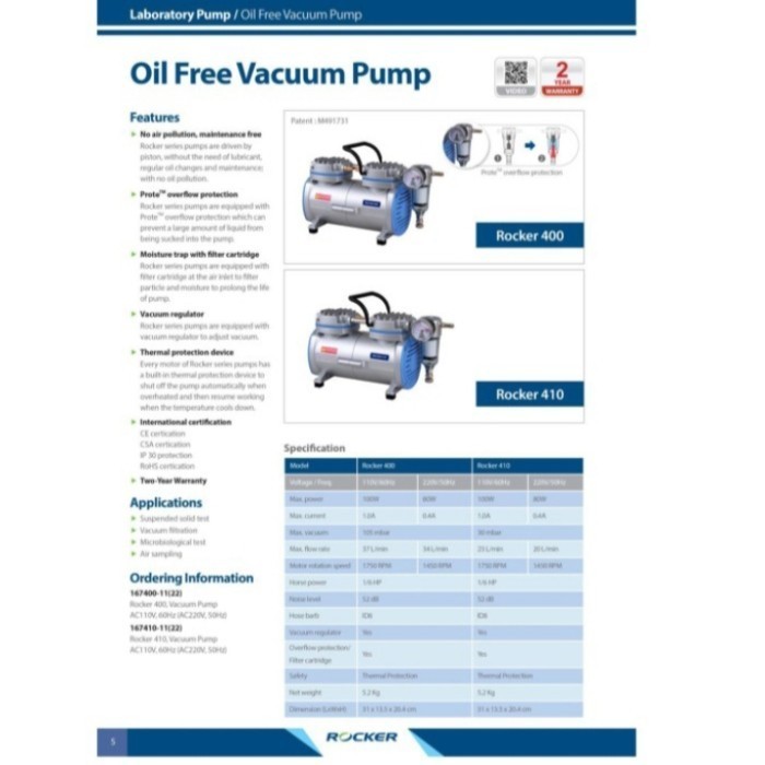 Jual ROCKER 400-MF31 | Oil Free Vacuum Pump Vacuum Filtration System ...
