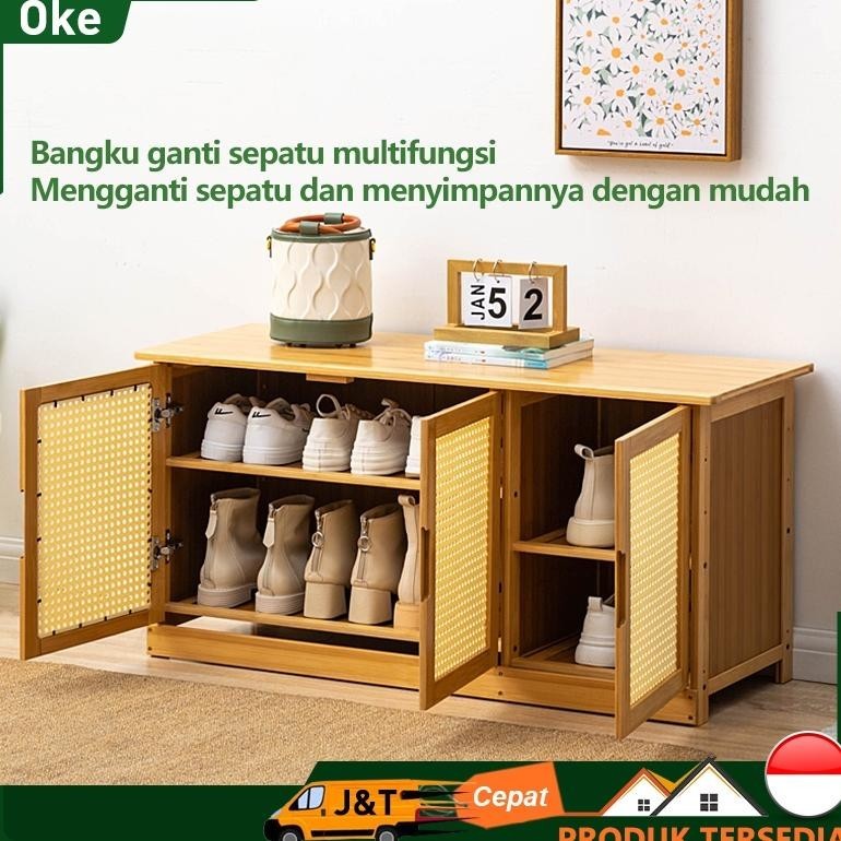 Jual Rak Sepatu Duduk 124CM Lemari Sepatu 2 Susun Rak Sepatu dan Bangku ...