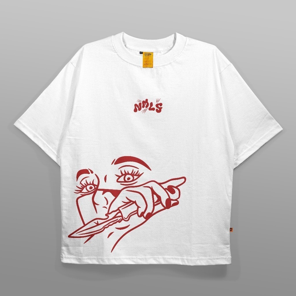 Jual Oversized T-Shirt White Stab Cotton 24s Free Sticker Nameless ...