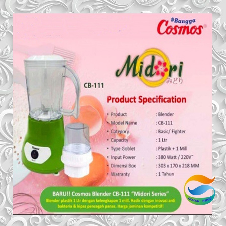 Jual Cosmos Blender Juicer Plastik 1 Liter MIDORI 2in1 380 W CB 111 CB ...