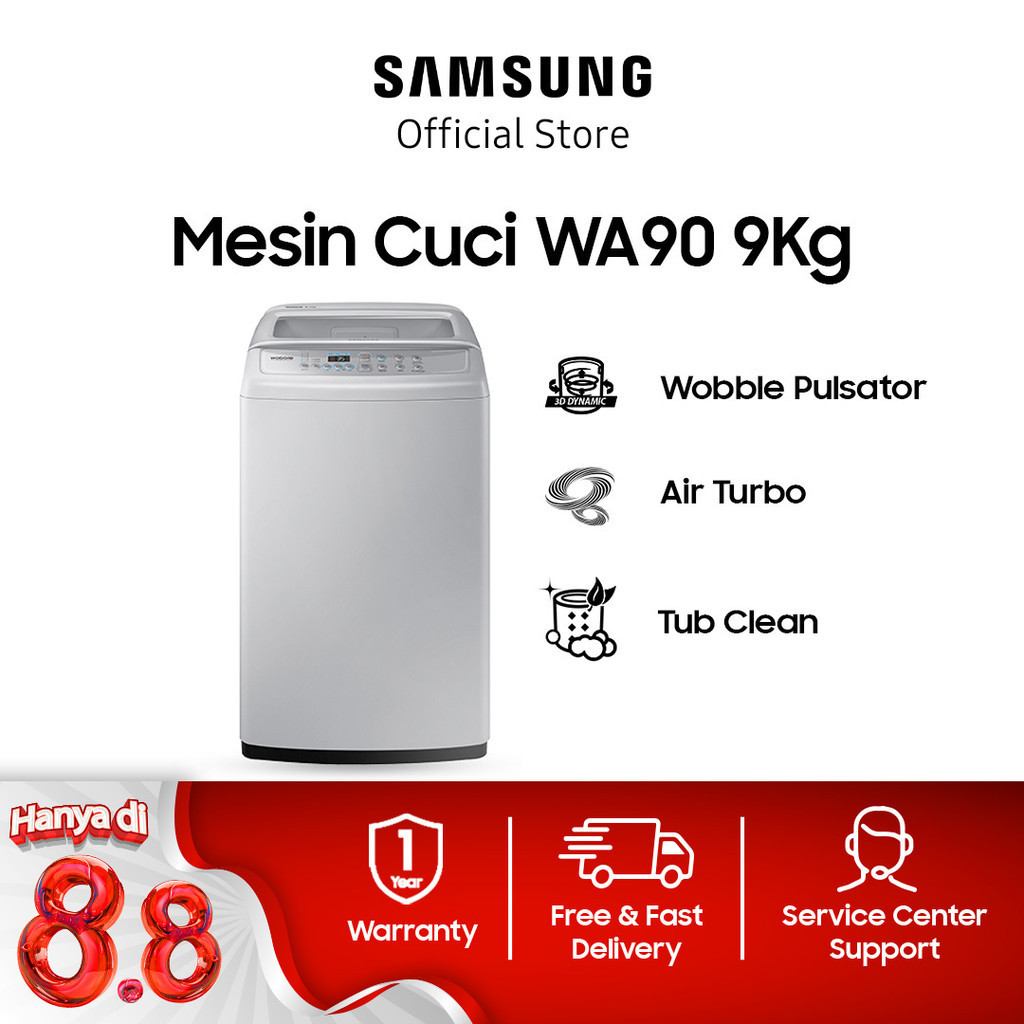 Jual Samsung Mesin Cuci 1 Tabung 9 Kg Top Loading Dengan Wobble ...