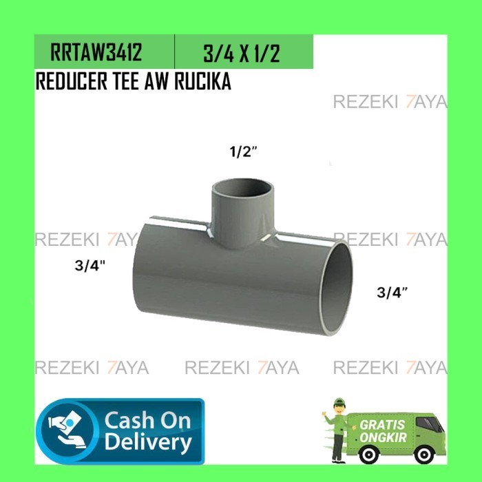 Jual REDUCER TEE AW 3/4 X 1/2 INCH FITTING PIPA AIR PVC RUCIKA ...