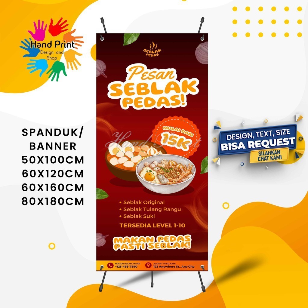 Jual Cetak Spanduk Banner Jualan Seblak MMT Spanduk Custom 60x160 ...
