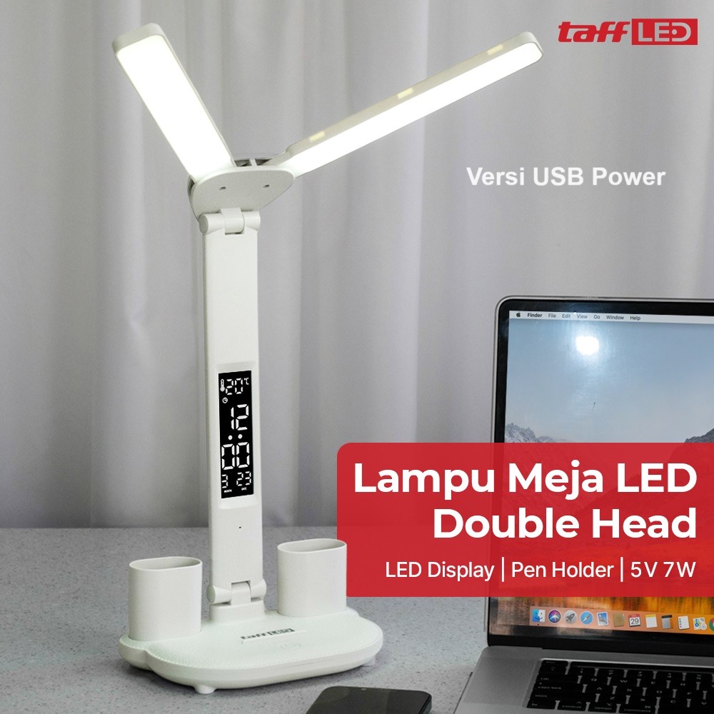 Jual Lampu Meja Baca LED Display Double Head USB Power 3in1 7W - BST ...