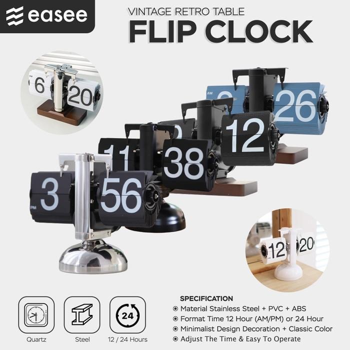 Jual Easee Vintage Retro Table Flip Clock Desk, Home, Office ...