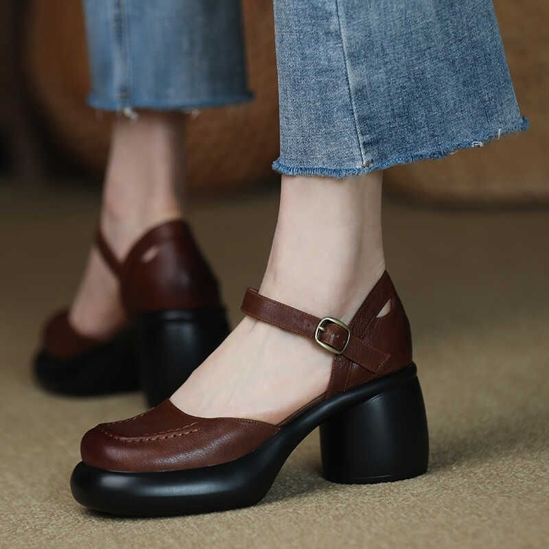 Women's Shallow Mouth French Pointed Commuter Chunky Heels