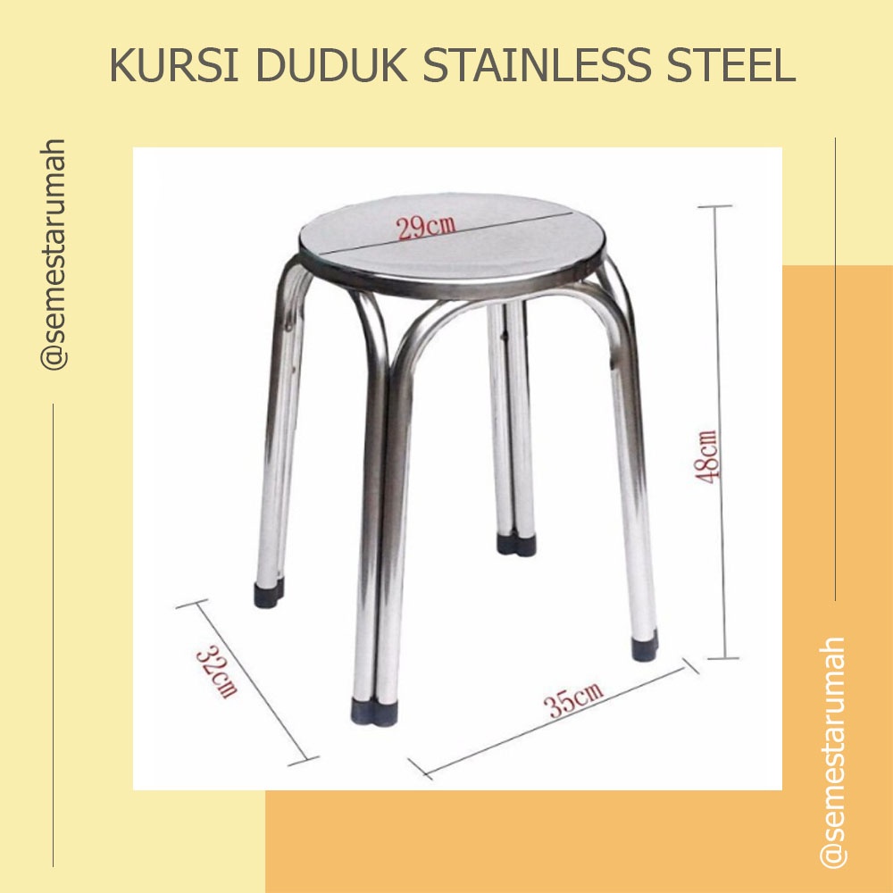 Jual New Kursi Duduk Bulat Stainless Steel Kursi Bakso Warung Kursi Anti Karat Kuat Kursi