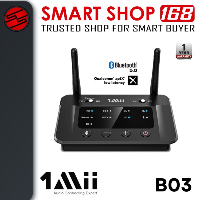 Jual 1Mii B03 Long Range Bluetooth 5.0 Transmitter Receiver AptX HD ...