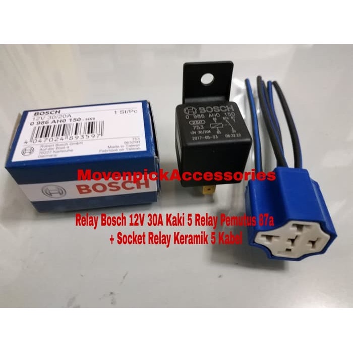 Jual JUAL RELAY BOSCH 12V 20/30A KAKI 5 RELAY PEMUTUS 87a+SOCKET RELAY