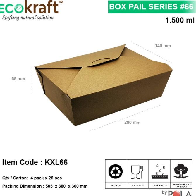 Jual POLACUP Box Persegi Panjang Coklat Pail Kraft Rice 1500ml - 25pcs ...