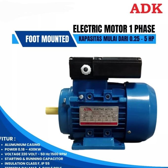 Jual Barang Ready Dinamo Listrik Adk 1 Hp 220V 1Phase // Elektro Motor ...