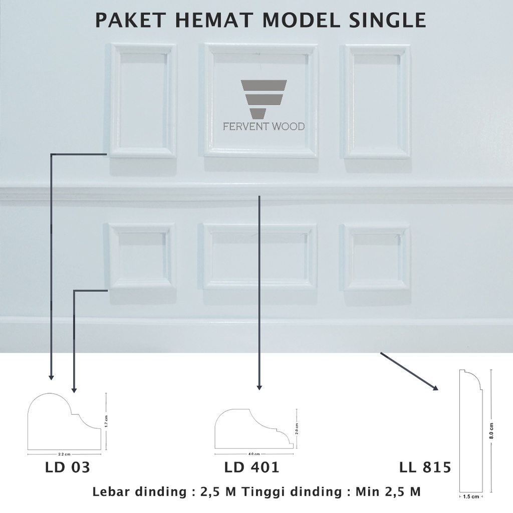 Jual Wall Moulding Lis Profil Kayu Paket Hemat Komplit Lebar Dinding