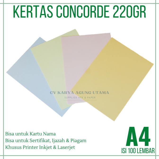 Jual Kertas Concorde A4 220gr Isi 100 Lembar Kertas Sertifikat A4