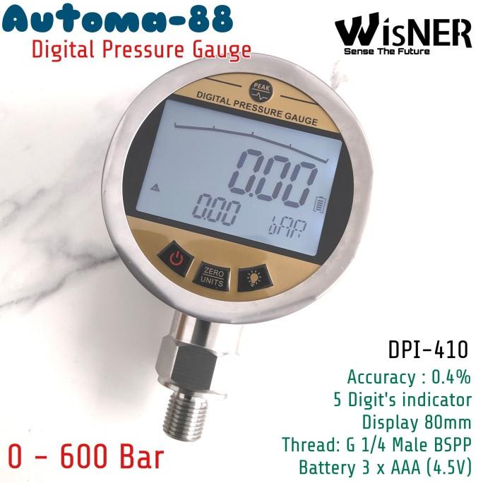 Jual Digital Pressure Gauge 0-600Bar 60Mpa Ukur Tekanan 600 Bar Npt 1/4 ...