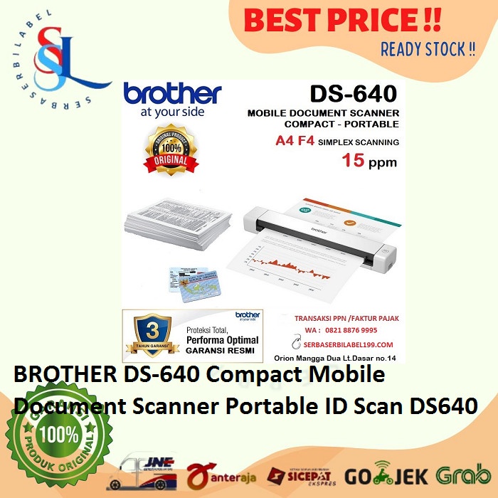 Jual BROTHER DS-640 Compact Mobile Document Scanner Portable ID Scan ...