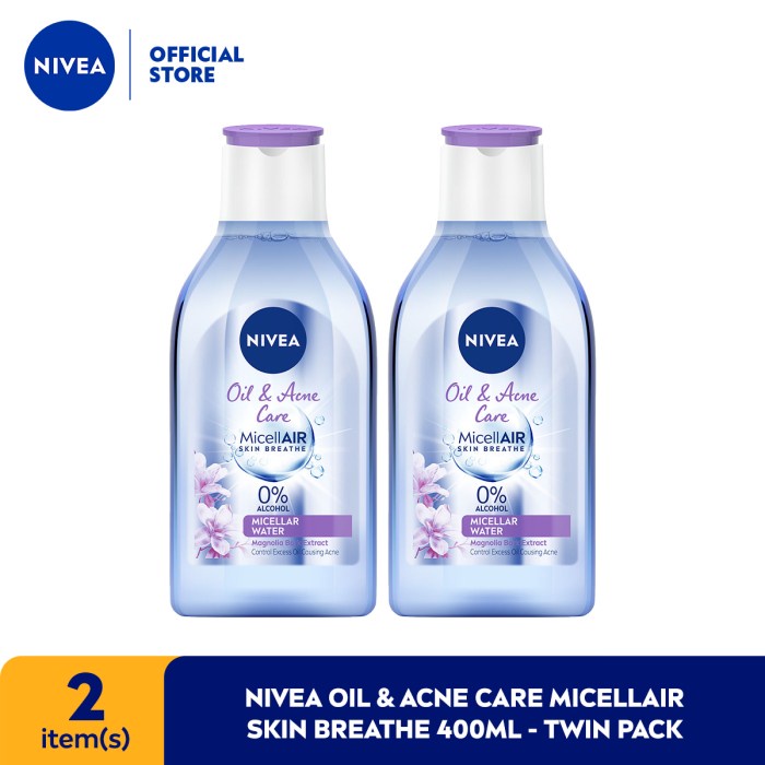 Jual NIVEA Oil & Acne Care MicellAIR Skin Breathe 400ml - Twin Pack ...