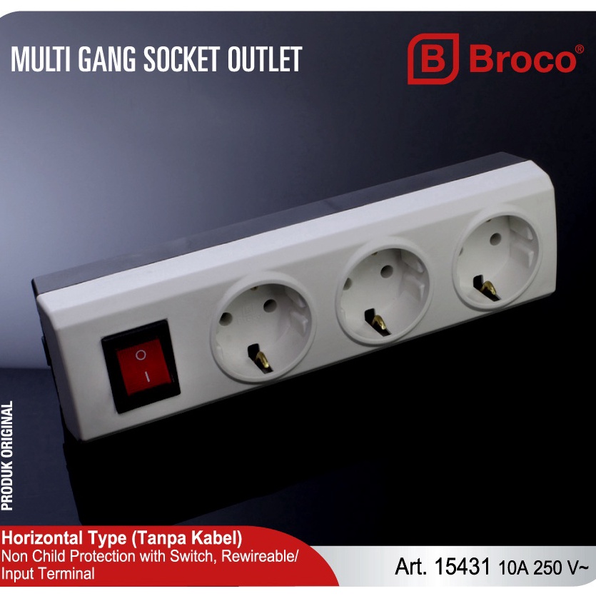 Jual _ B Broco Stop Kontak 3 Lubang Non CP 15431 + Switch Lamp Super ...