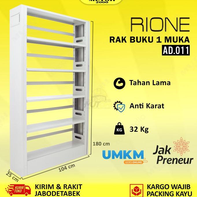 Jual New Rione Ad-011 Rak Buku 1 Muka Rak Perpustakaan Full Plat ...