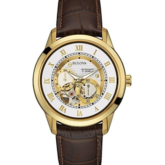 Jual Original Bulova 97A121 Automatic Brown Gold Bisa Gojek Shopee Indonesia