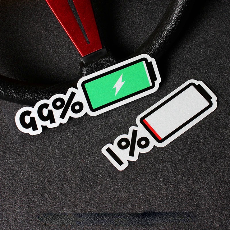 Jual 1% Low Battery Funny Stickers for Electric Car Motorcycle Whole ...