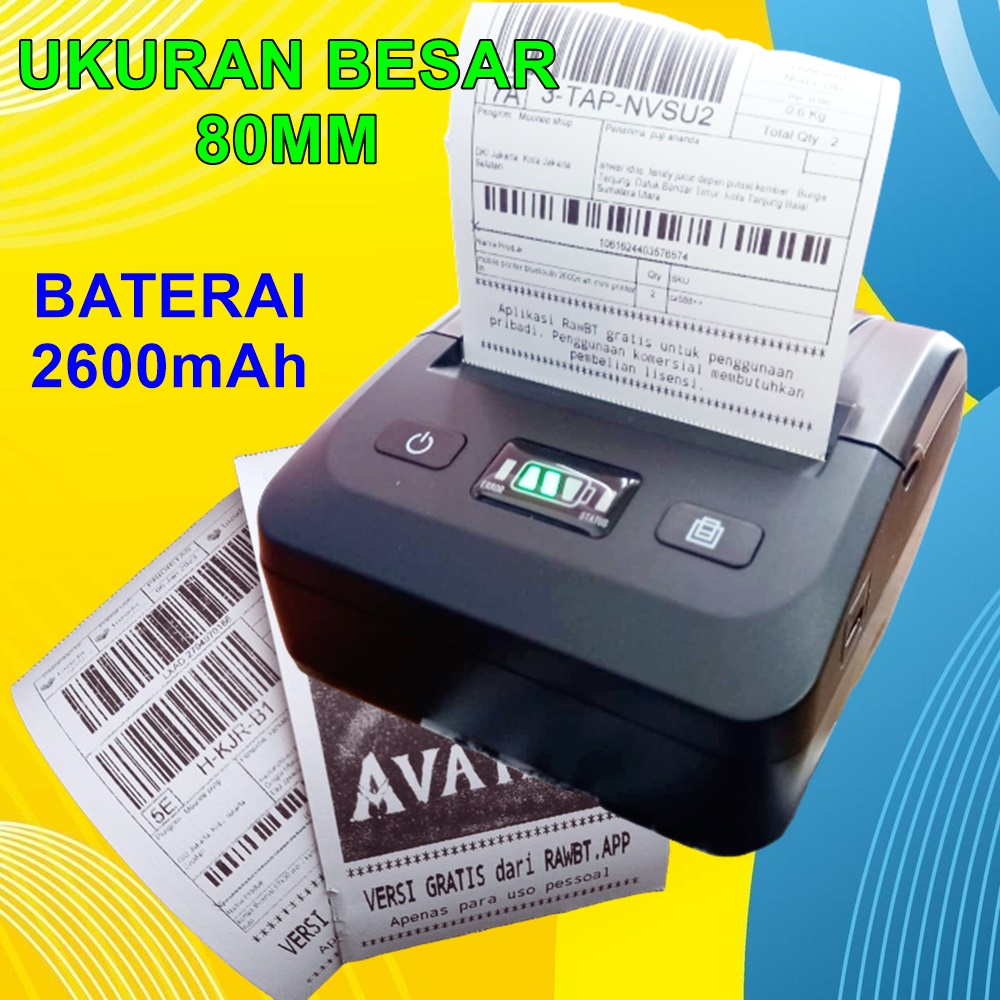 Jual Printer Bluetooth Thermal / Label 80Mm Mobile Cetak Resi Dari Hp ...