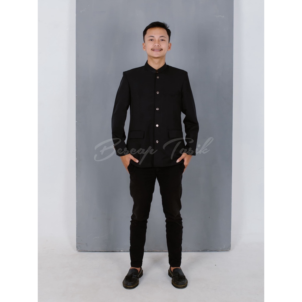 Jual Beskap Jas Koko Hitam Polos Motif Saku Tutup Pria Dewasa Premium ...