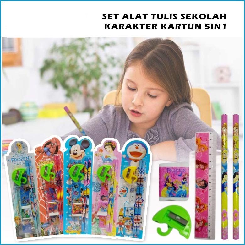 Jual Alat Tulis Karakter Set 5In1 / Paket Lengkap Pensil Penghapus ...