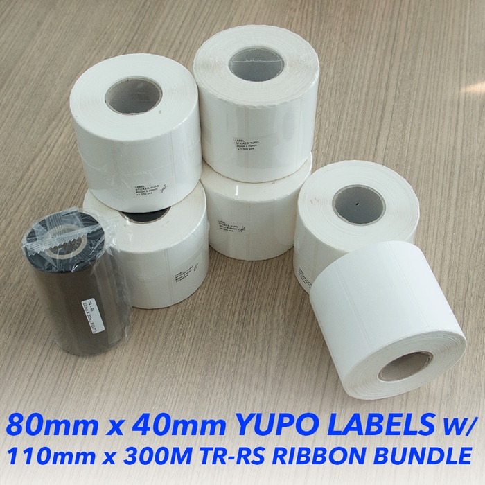 Jual Ready Paket Label Sticker Yupo Uk. 80Mm X 40Mm 1 Baris Ribbon ...