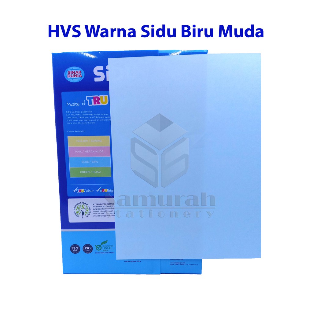 Jual Kertas Hvs Sinar Dunia Folio F Gsm Warna Kertas Sidu F Warna Gram Merah Kuning U