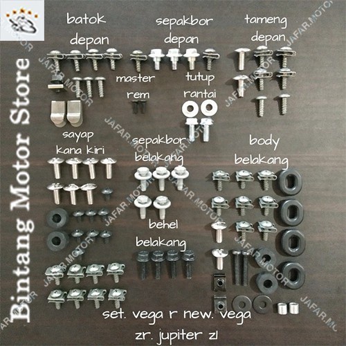 Jual Full Set Baut Full Body Motor Yahama Vega R Vega Zr Jupiter Z Shopee Indonesia