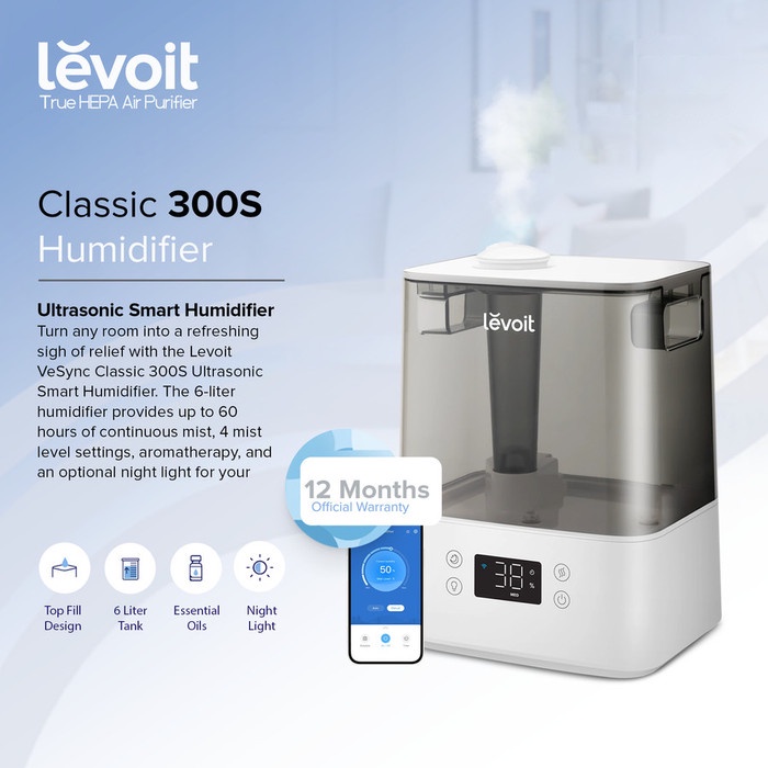 Jual Levoit Classic 300S Smart Ultrasonic Cool Mist Humidifier USA ...