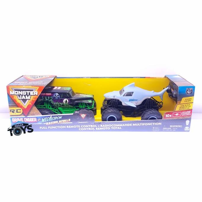 Jual Monster Jam Grave Digger Vs Megalodon Racing Rivals RC Remote ...