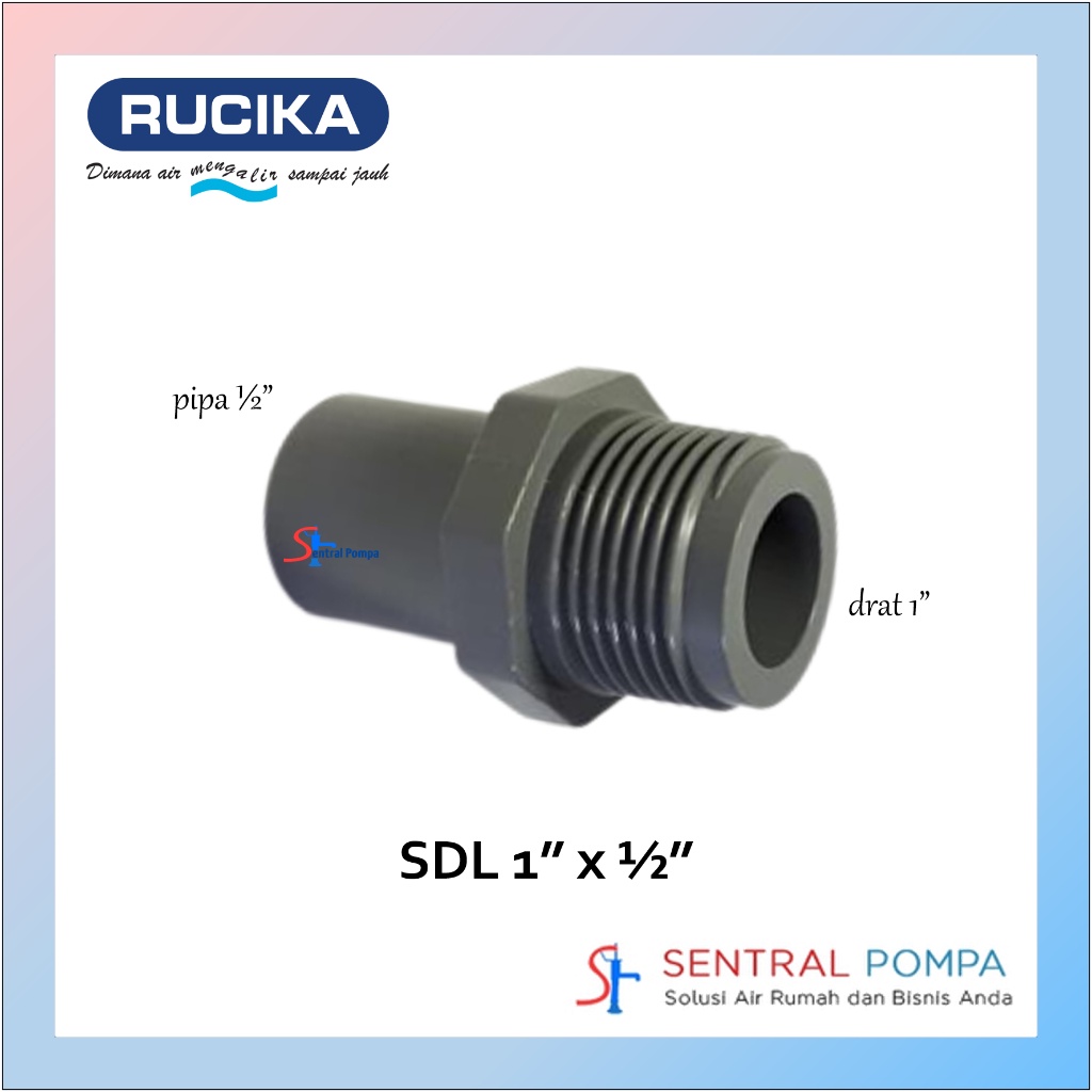 Jual SDL Socket Drat Luar PVC 1x1/2 Rucika AW tebal kualitas bagus Male ...