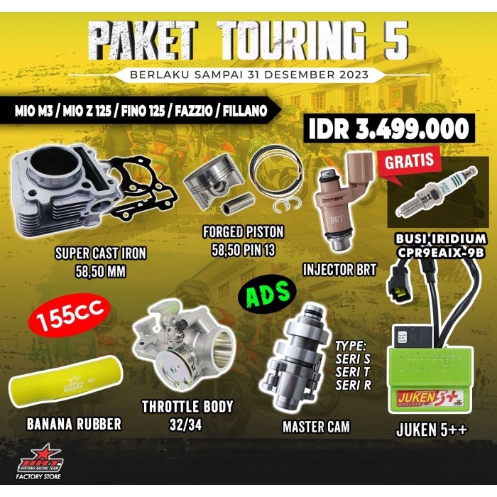 Jual Brt Paket Touring Bore Up Mio M Blok Piston Juken Tb Cam Injector Shopee Indonesia